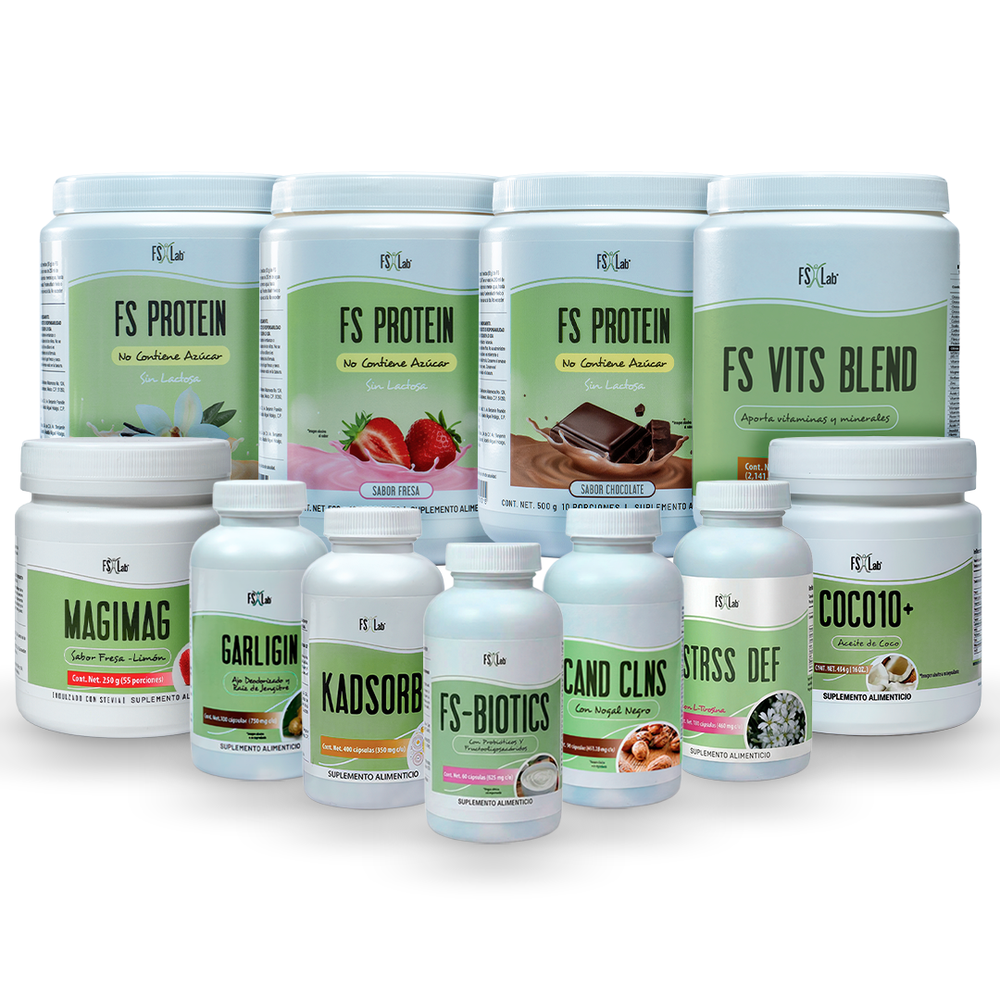Kit Inicial (coco 10+, magimag polvo, kadsorb, 3 proteina, kit candida, strss y unas vitaminas)