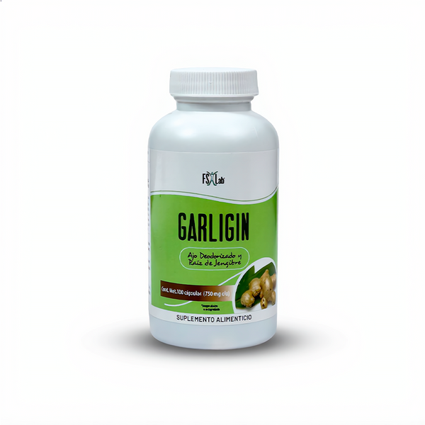 Ajo Deodorizado y Polvo de Jengibre en Cápsula Garligin