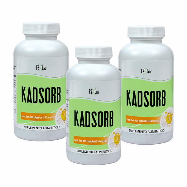 3 Botes de Potasio (Kadsorb) con 99mg de potasio por cápsula