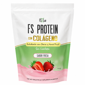 PROTEÍNA DE AISLADO DE SUERO DE LECHE-WHEY FS-PROTEIN CON COLÁGENO SIN AZÚCAR FRESA 500g