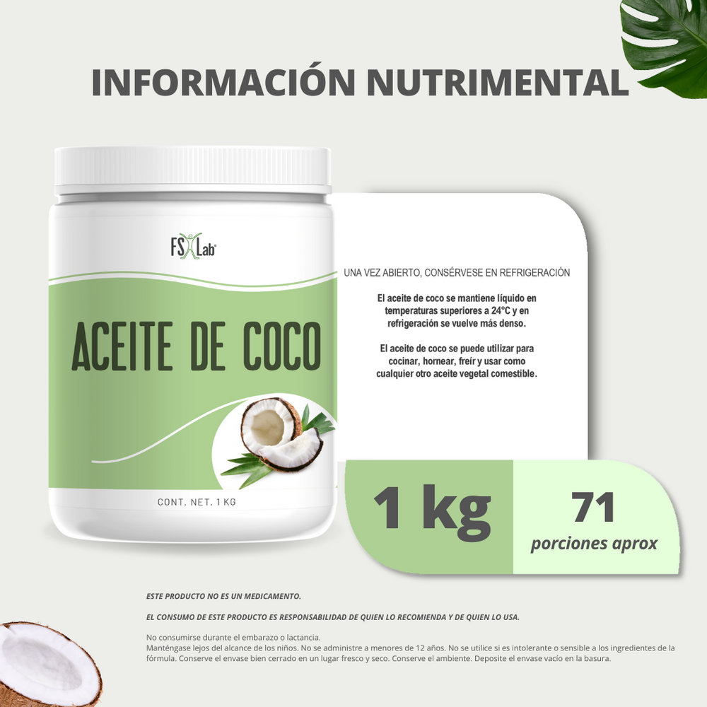 Aceite de Coco 1 Kilo (Aceite Para Cocinar)