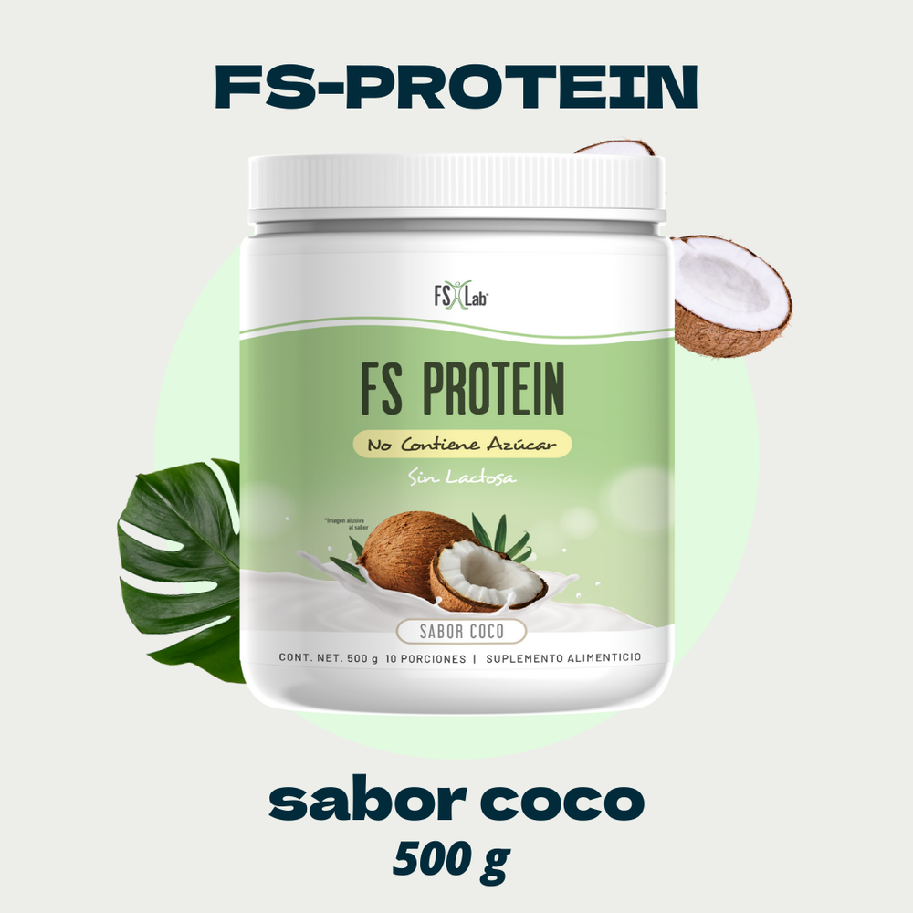 Proteína de Aislado de Suero de Leche-Whey FS-Protein Sin Azúcar Coco 500g