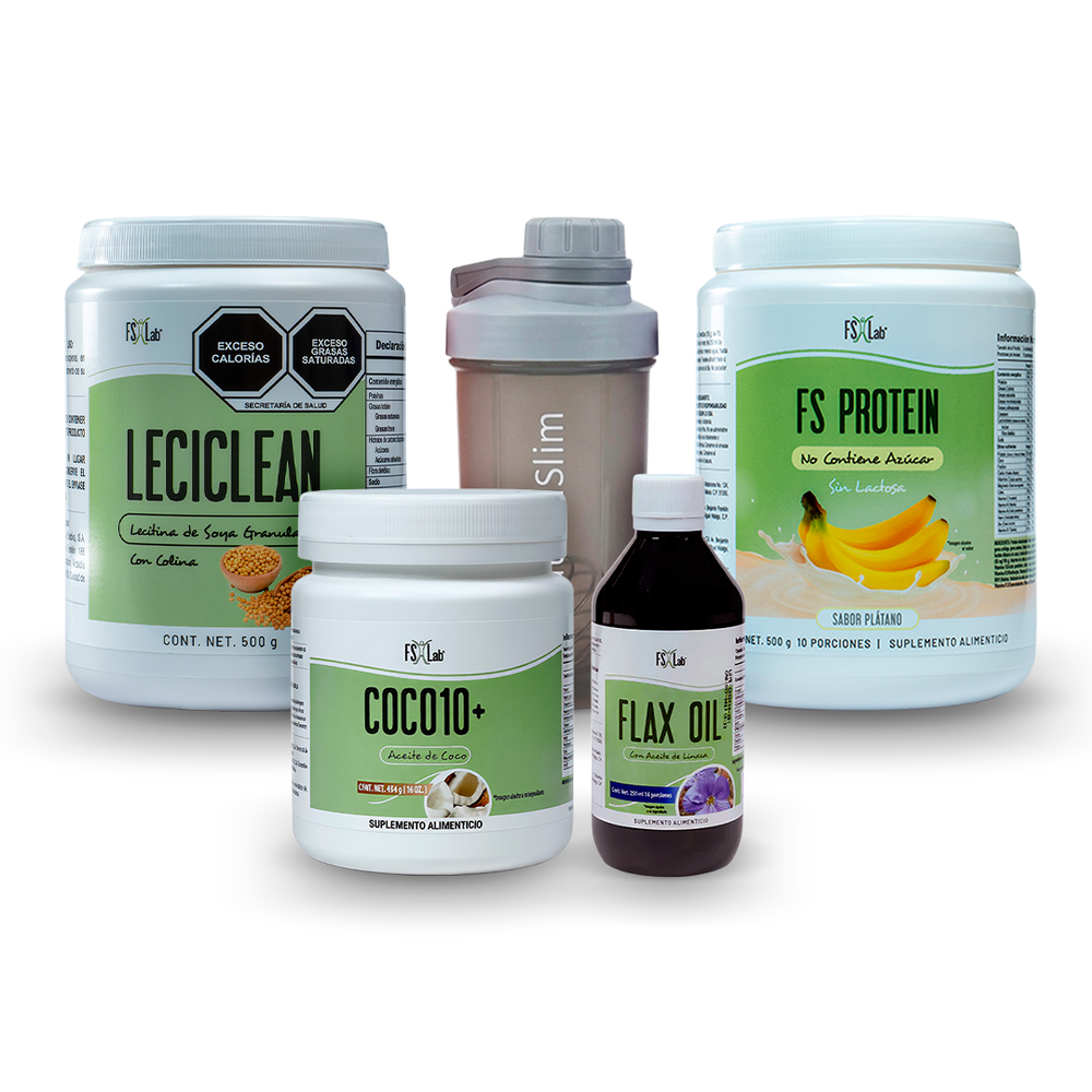 Kit Batida Mañanera-1 Proteína Polvo, Aceite de Coco 10+, Lecitina, Aceite de Linaza