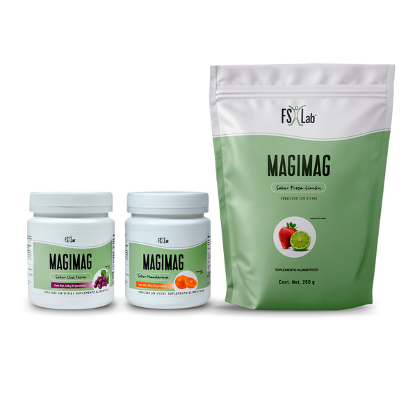 Kit 3 botes de MagiMag 3 diferentes sabores(Fresa-Limón, Mandarina, Uva)