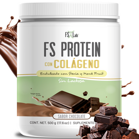 Proteína de Aislado de Suero de Leche-Whey FS-Protein con colágeno sin Azúcar Chocolate 500g