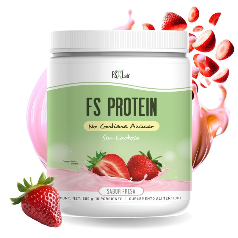 Proteína de Aislado de Suero de Leche-Whey FS-Protein Sin Azúcar Fresa 500g