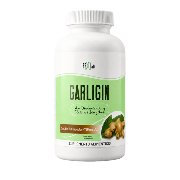 Ajo Deodorizado y Polvo de Jengibre en Cápsula Garligin