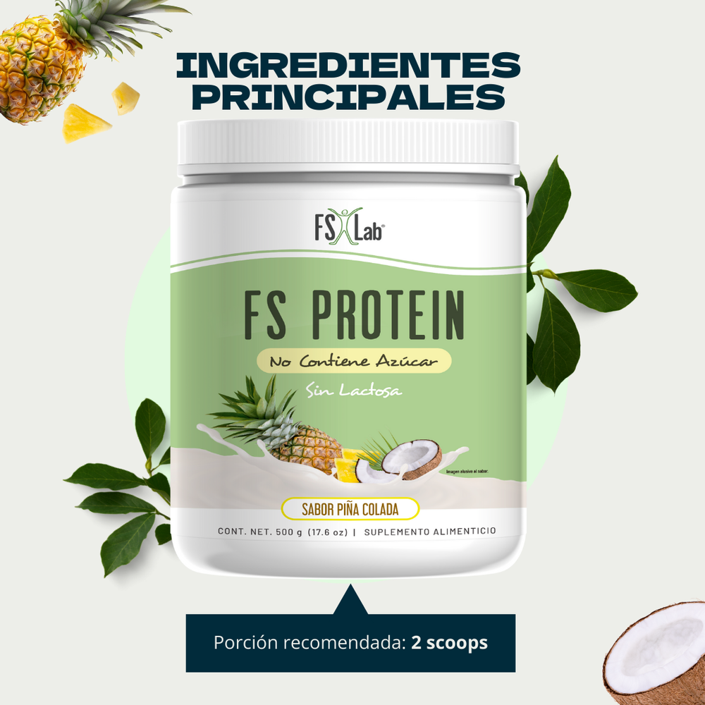 Proteína de Aislado de Suero de Leche-Whey Protein-FS- Protein Sin Azúcar Piña Colada 500g