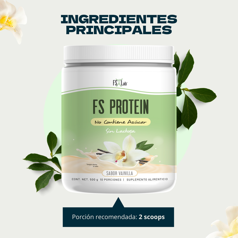 Proteína de Aislado de Suero de Leche Whey Protein FS-Protein Sin Azúcar Vainilla 500g