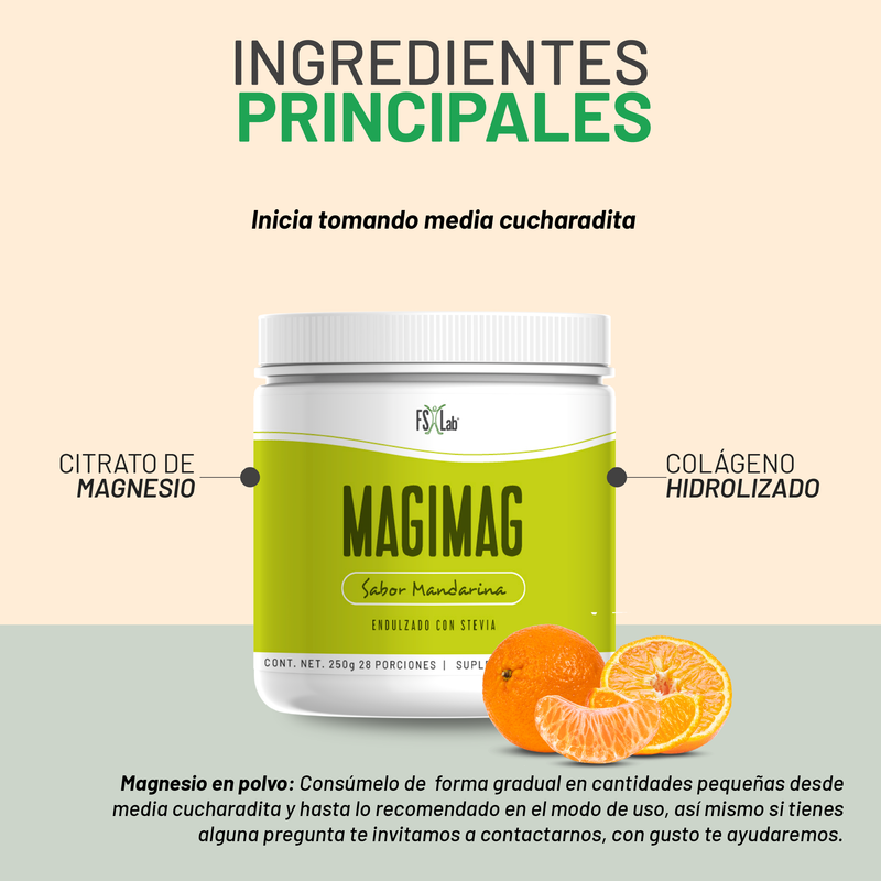 MagiMag sabor mandarina(250g de Citrato de Magnesio en polvo para tomar con agua)