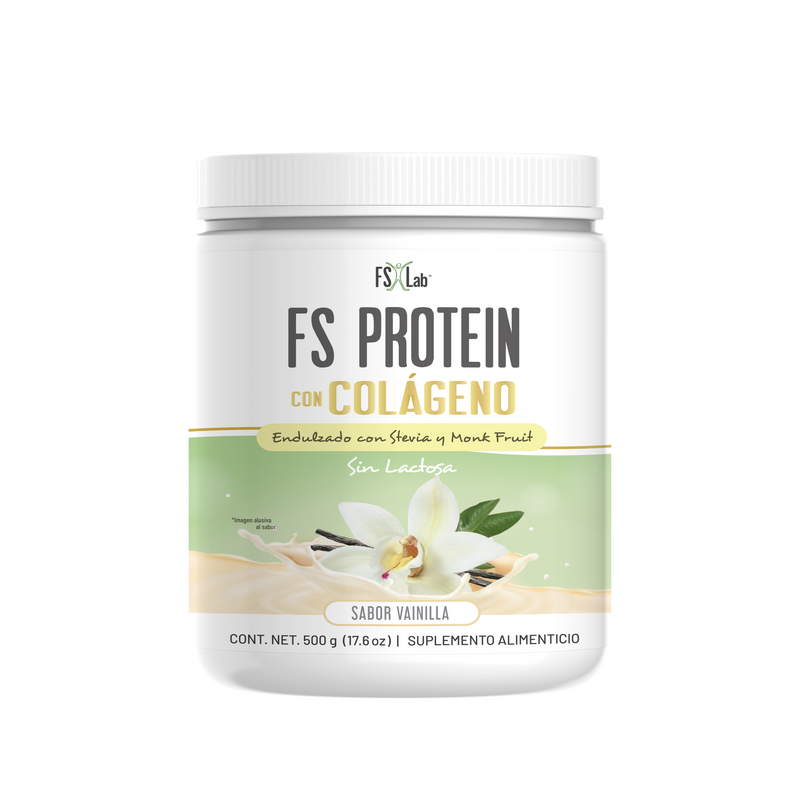 PROTEÍNA DE AISLADO DE SUERO DE LECHE-WHEY FS-PROTEIN CON COLÁGENO SIN AZÚCAR VAINILLA 500g