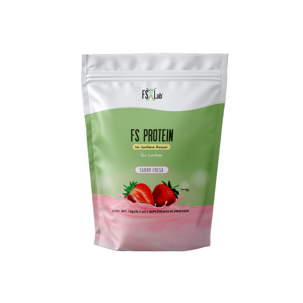 Bolsa Proteína de Aislado de Suero de Leche-Whey FS-Protein Sin Azúcar 1 kilo Fresa