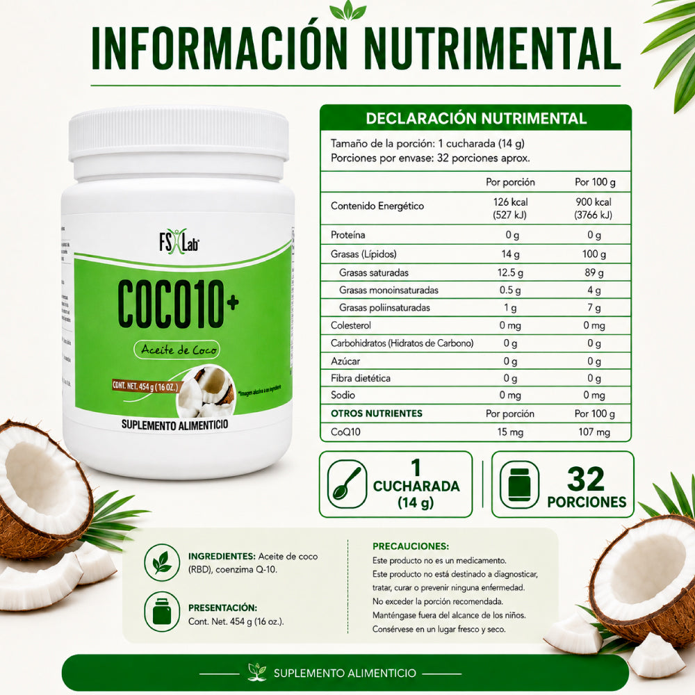 Aceite de Coco 10+ (con la Coenzima Japonesa Q10)